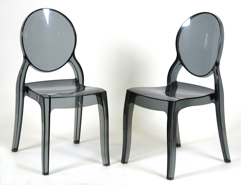 Starck, Philippe för Kartell, stolar, 1 par, rökfärgad polykarbonat, "Louis Ghost", design 2002