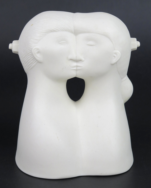 Lindberg, Stig för Gustavsberg, figurin, parian, "De tu", inpressad signatur, h 18 cm