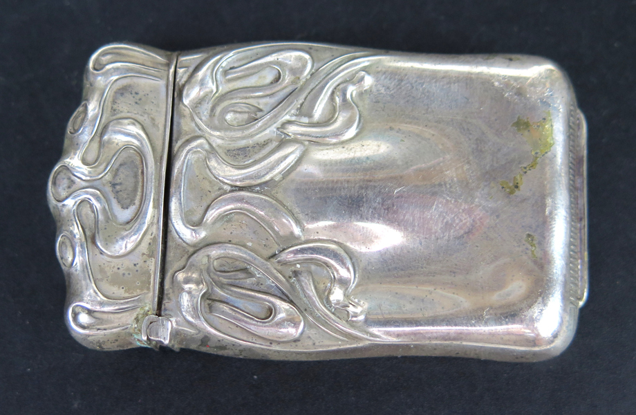 Ask för svavelstickor, sterlingsilver, USA sekelskiftet 1900, l 7 cm