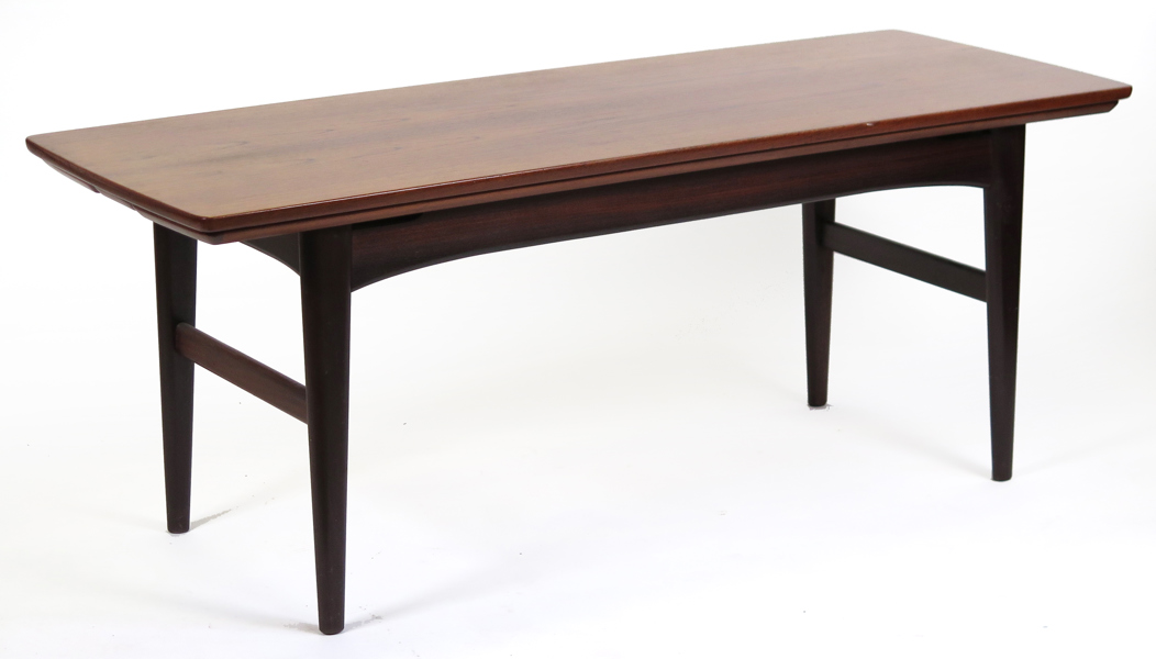 Okänd designer, 1950-60-tal, soff/matbord, teak och bonad bok, 55-95 x 145 cm, höjd 54-71 cm