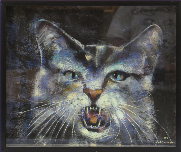 Qvarsebo, Mikael, olja, "Katt", signerad och daterad 1999, 37 x 45 cm