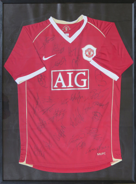 Inramad och signerad matchtröja, Manchester United, hemmaplan 2006/07, storlek XL