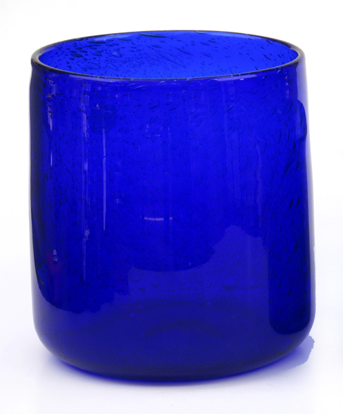 Höglund, Erik för Boda, skål, blå glasmassa, dekor av luftbubblor, signerad, h 21 cm