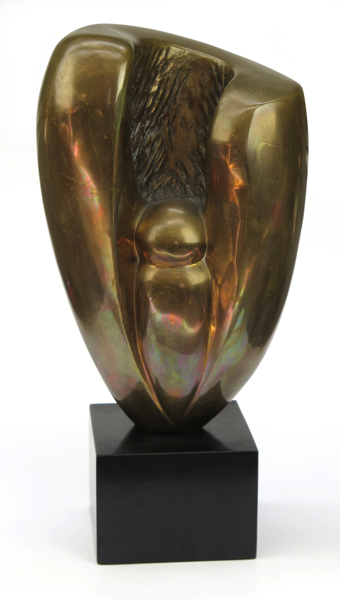 Hooge-Hansen, Lis, skulptur, brons på svärtad träsockel, Organisk figur, signerad och numrerad 5/7, höjd inkl sockel 49 cm