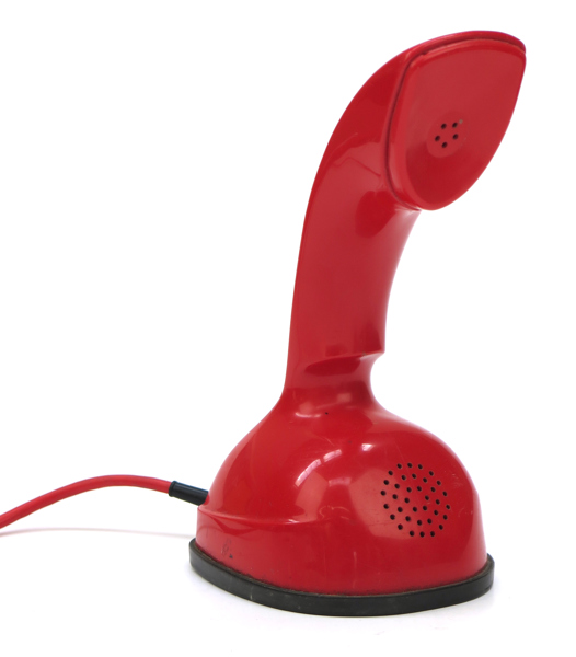 Thames, Gösta för Ericoson, telefon, röd plast, Ericofon, så kallad Cobra, design 1953, röd, ej testad