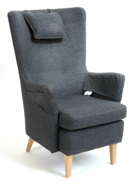 Hagberg, Marianne & Knut för IKEA, fåtölj, "Omtänksam", grå tygklädsel, design 2018