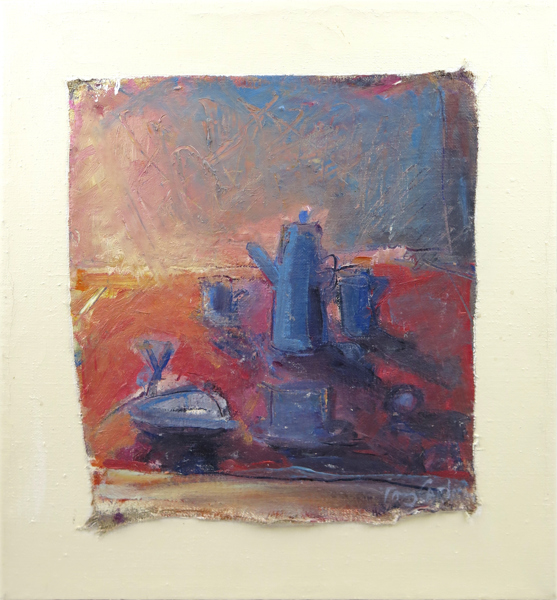 Carlsson, Tommy, olja Blå kanna, signerad, 40 x 36 cm
