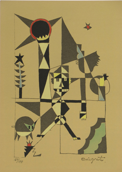 Grate, Eric, litografi, "Solförmörkelse", ur Hommage à Otto G Carlsund, Galerie Bel'Art 1983, stämpelsignerad och numrerad 164/199, 29 x 21 cm