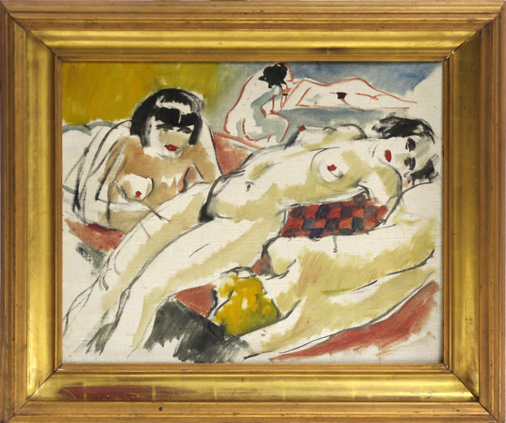 Okänd tysk (?) konstnär, 1910-20-tal, olja, odalisker, 38 x 46 cm
