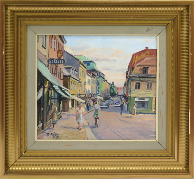 Molter, Kaj, olja, stadsbild, signerad och daterad -55, 27 x 30 cm