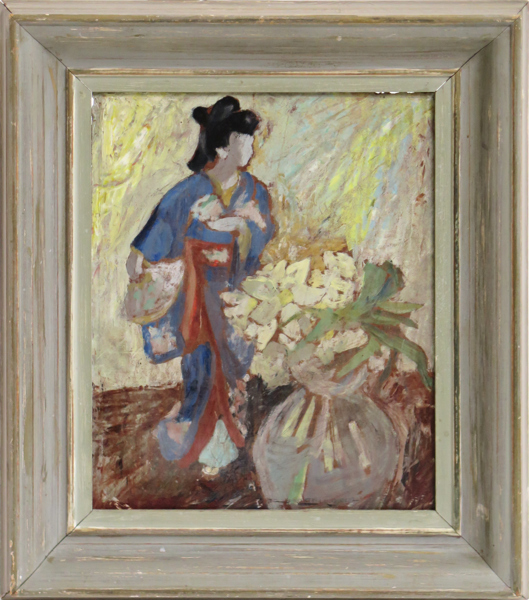 Lundholm, Astri, olja, japansk kvinna, signerad, 40 x 32 cm