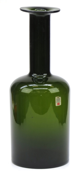 Brauer, Otto för Holmegaard, vas/flaska, grön glasmassa, så kallad gulvvase, design 1959, etikettsignerad, höjd 31 cm