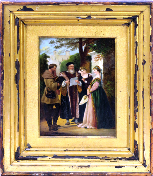 Leslie, Charles Robert, efter, olja, 1800-tal, Katherine och Petrucchio ur Shakespeares Så tuktas en argbigga, 29 x 24 cm