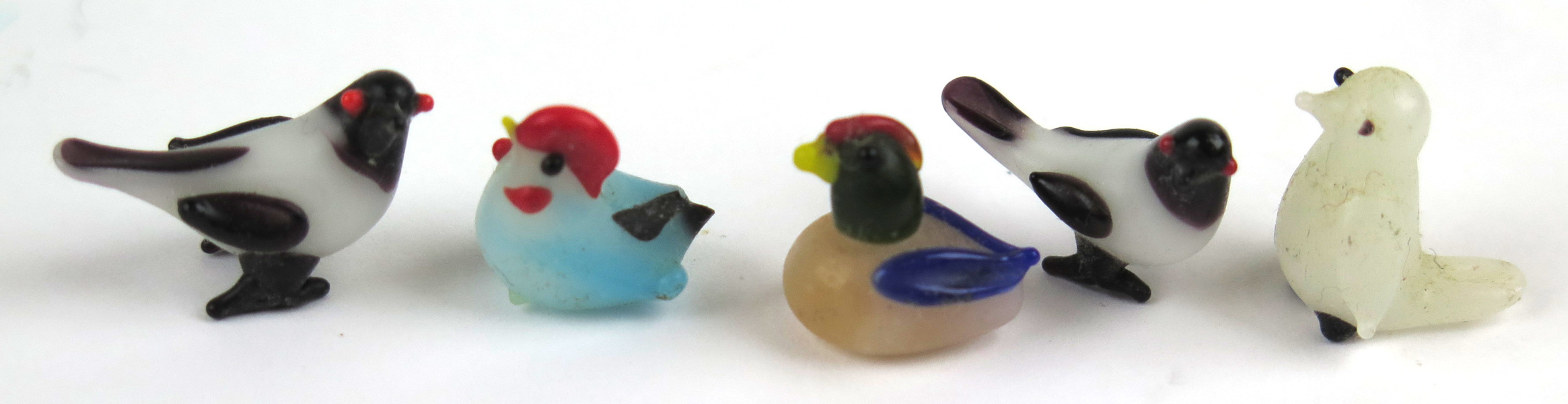 Miniatyrskulpturer, 5 st, polykromt glas, fåglar,_4785a_lg.jpeg