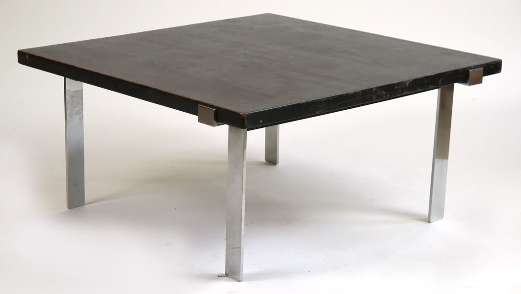 Høj, Jørgen för Niels Vitsøe, soffbord, svartlackerad ek med kromade ben, design 1959, 99 x 99 cm