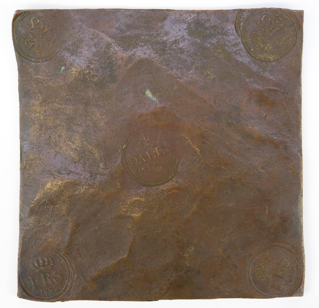 Kopparmynt, 4 Daler Silvermynt, Fredrik I 1722, vikt 2960 gram