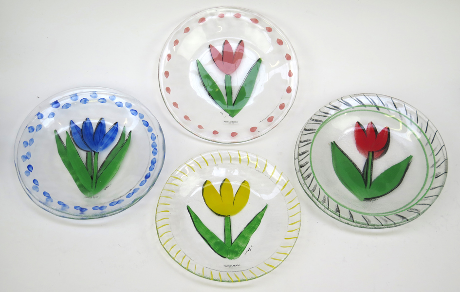 Hydman-Vallien, Ulrica, assietter, 6 st, glas, "Tulip", diameter 18 cm