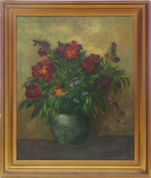 Dubois, Ingeborg B, olja, blomsterstilleben, signerad, 61 x 48 cm