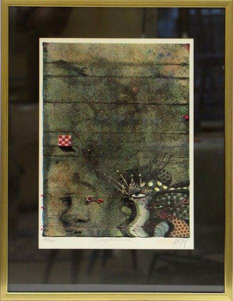Strüwer, Ardy, färglitografi, "1/2 forgotten dream", signerad och numrerad 38/100, synlig pappersstorlek 34 x 24 cm