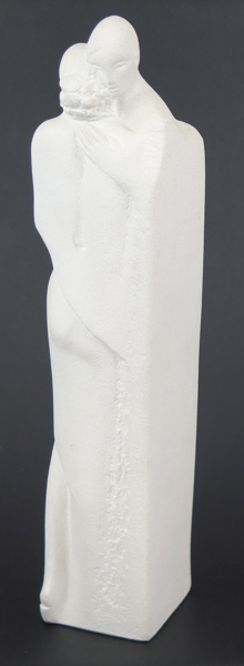 Okänd designer för Marbell, Belgien, skulptur, stenmassa, The Lovers, etikettsignerad, h 40 cm