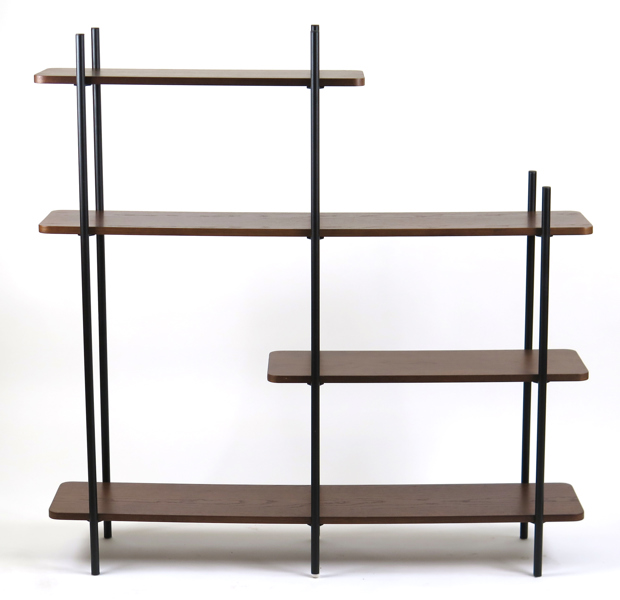 Okänd designer för Ellos, ylla, svartlackerad metall och valnötsfanderad MDF, "Lyllo", h 130, l 130 cm, inköpt 2024
