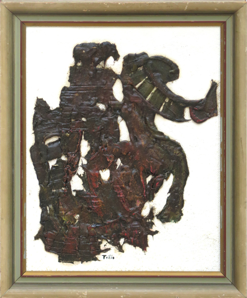 Trillo, Carlos, blandteknik, "Casas de la naturaleza", signerad och daterad 1987, 35 x 27 cm
