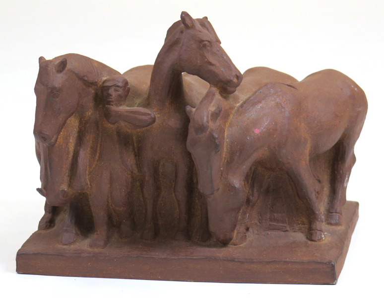 Johansen, Karl Otto för B&G, skulptur, stengods, man med hästar,_5204a_lg.jpeg