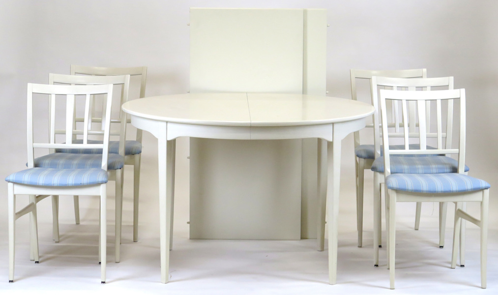 Malmsten, Carl för Vaggeryds Möbelfabrik, matbord med 2 iläggsskivor samt 6 stolar, vitlackerat trä, Talavid,_5820a_8d8bc8ccb05972e_lg.jpeg
