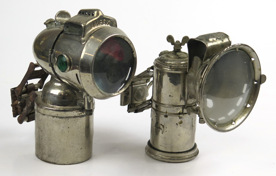 Karbidlampor, 2 st, metall och glas, 1900-talets 1 hälft, _6158a_8d8c2f5d414043e_lg.jpeg
