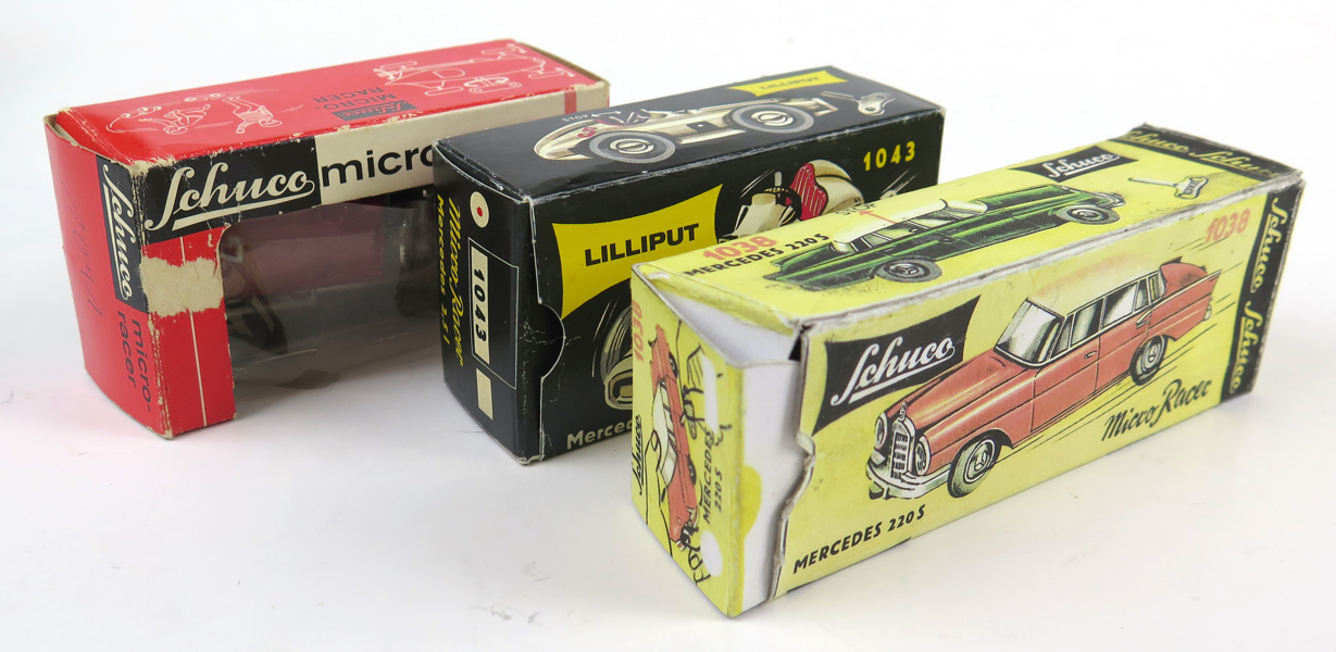 Leksaker, 3 st, mekaniska, Schuco/Lilliput Micro Racer, 1950-60-tal, _6470d_lg.jpeg