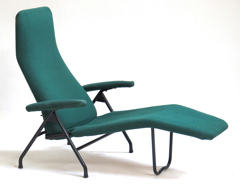 Okänd designer, 1950-60-tal, däcks/trädgårdsstol, svartlackerad metall med grön textilklädsel, _6811a_8d8d722c504147d_lg.jpeg