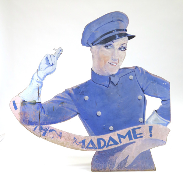 Reklamskylt, bemålat trä, Jeanne Boitel i filmen "Conduisez-moi, Madame" från 1932, _6869a_8d8d73ffb8d5c2a_lg.jpeg