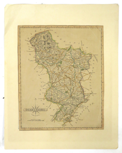 Cary, John, karta, kopparstucken och handkolorerad, "Derbyshire", _7950a_8d8efb84bbb7789_lg.jpeg