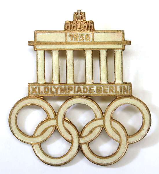 Kavajmärke, förgylld och emaljerad metall, XI Olympiaden Berlin 1936, _8995a_8d916d592e98b69_lg.jpeg