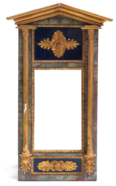 Spegel, bronserat trä, pastellage och marmorerat glas, så kallad glasmästarespegel, empire, 1800-talets 1 hälft, dekor av palmetter, rosor mm, _9005a_8d921be442fced1_lg.jpeg