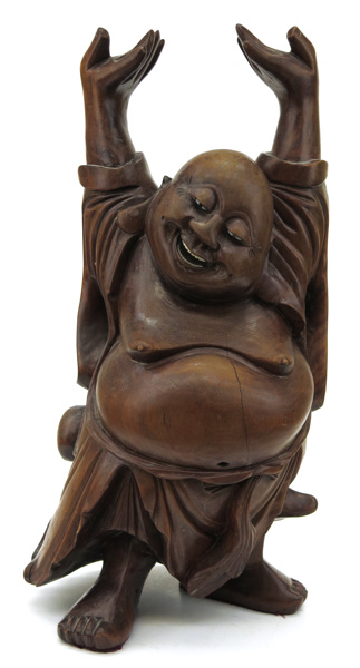 Skulptur, skuren hardwood och ben, Kina, 1900-talets mitt, "Happy Buddha", _9047a_8d9193f26257de8_lg.jpeg