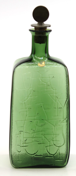Blomberg, Kjell för Gullaskruf, karaff, grön glasmassa med original mässig/krom stopper, _9102a_8d91a155a005ff3_lg.jpeg