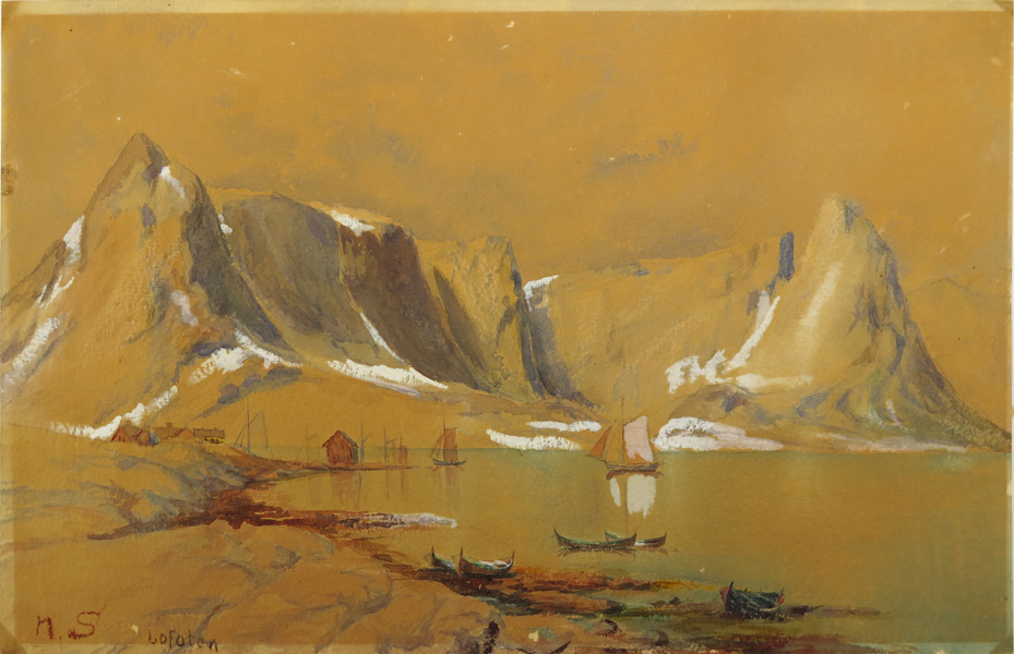Okänd konstnär, sekelskiftet 1900, akvarell med täckvitt, "Lofoten",_9411a_8d91ec2cceb339b_lg.jpeg