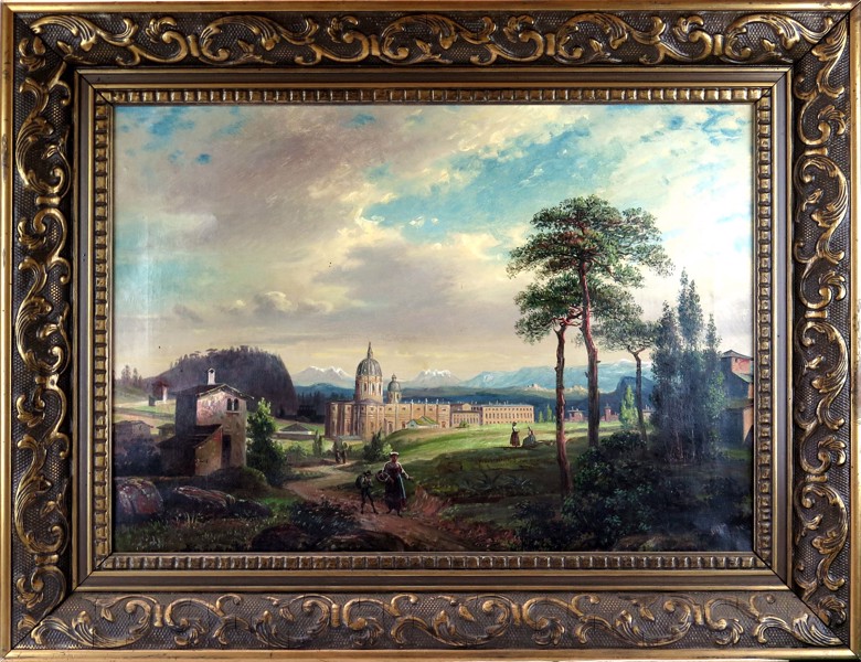 Okänd konstnär, 1800-tal, olja, italienskt landskap med kloster,_955a_8d82b05460dd7bb_lg.jpeg